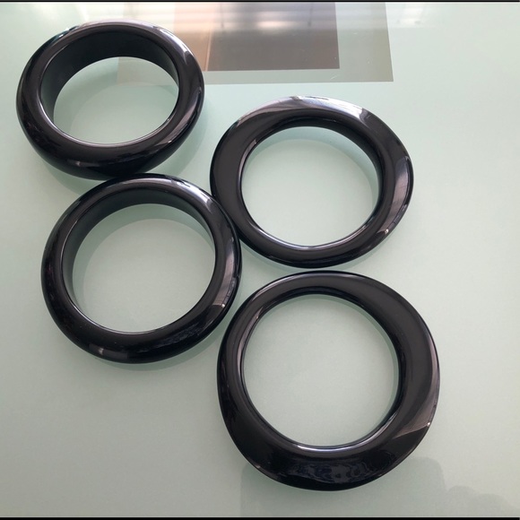 Four black lacquer bangles modern-style - Picture 4 of 5